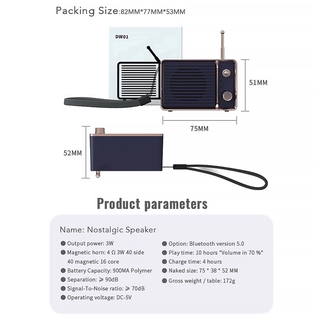 Loa Bluetooth Không Dây Dw01 3d Phong Cách Retro