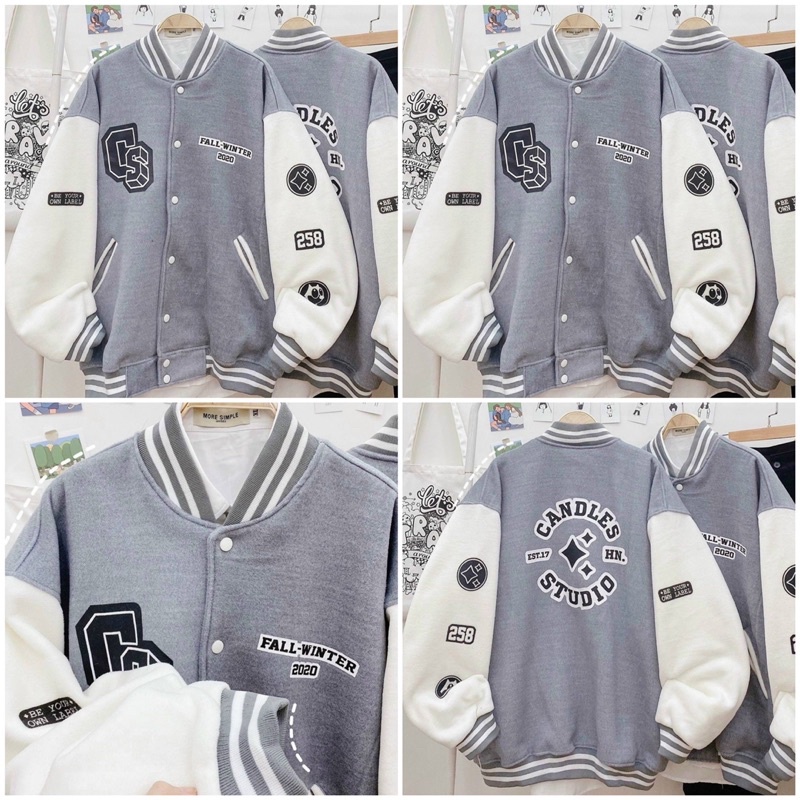 [SIEU SALE] Bomber chữ G phối tàn pha tay Unisex (hàng có sẵn)