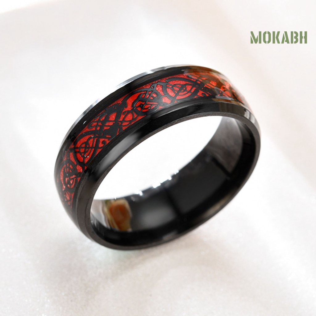 Nhẫn Nam Họa Tiết Rồng Phát Sáng Đơn Giản Thời Trang