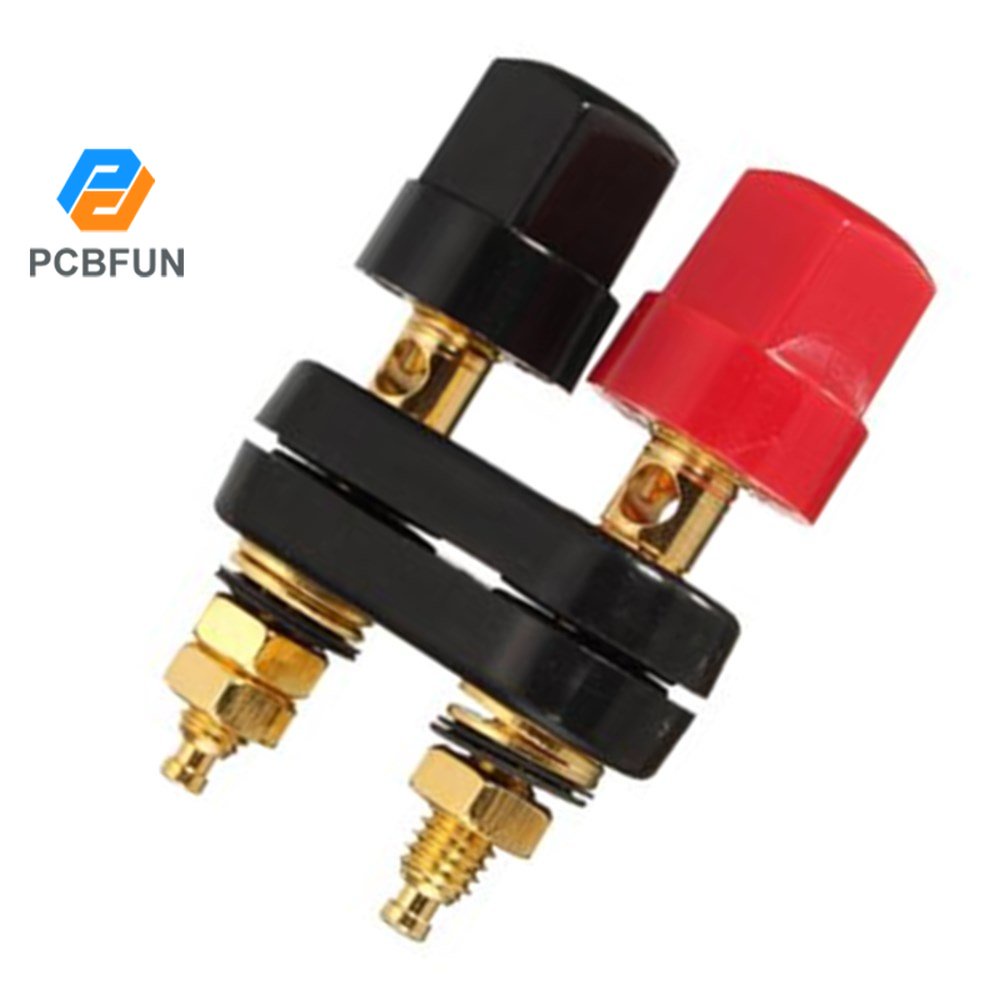 Đầu nối cực PCBFUN giắc cắm banana hai hướng vỏ nhựa màu đen và đỏ 4mm dành cho loa bộ khuếch đại công suất âm thanh