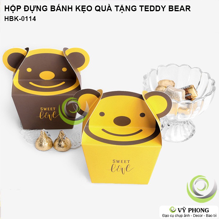 HỘP GIẤY ĐỰNG BÁNH KẸO QUÀ TẶNG HÌNH GẤU TEDDY BEAR PHONG CÁCH HÀN QUỐC CUTE HBK-0114