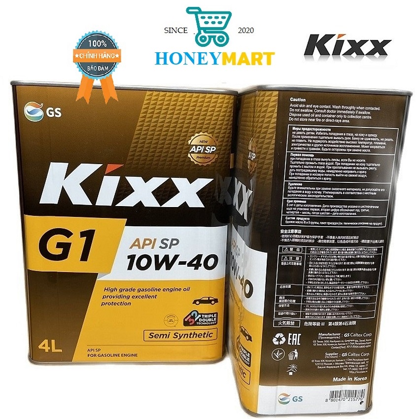 Dầu Nhớt Động Cơ Xăng Tổng Hợp KIXX G1 SP 5W30/10W-40 4 Lít Thùng Thiếc HONEYMART