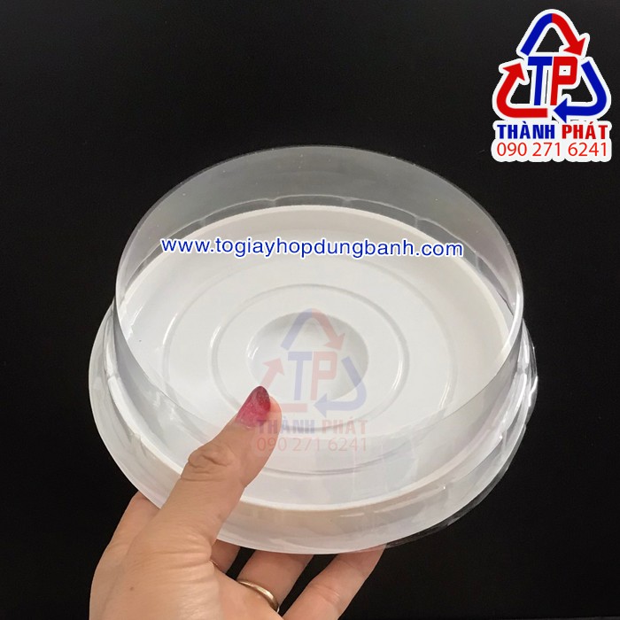 50 Hộp H24 thấp đựng bánh crepe sầu riêng - bông lan 14cm – rau câu thỏi vàng