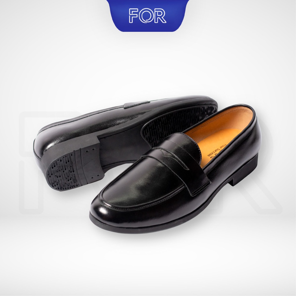 Giày lười nam đẹp FOR cao cấp da bò thật nguyên tấm chống nhăn siêu êm chính hãng bảo hành 12 tháng PLF01