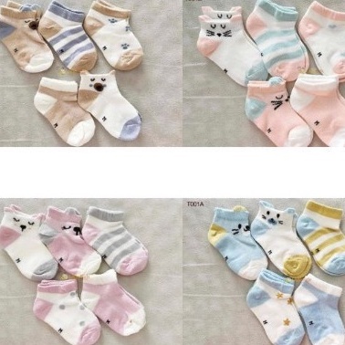 Set 5 đôi tất lưới cho bé, vớ lưới cotton họa tiết thấm hút mềm mại - Monnie Kids