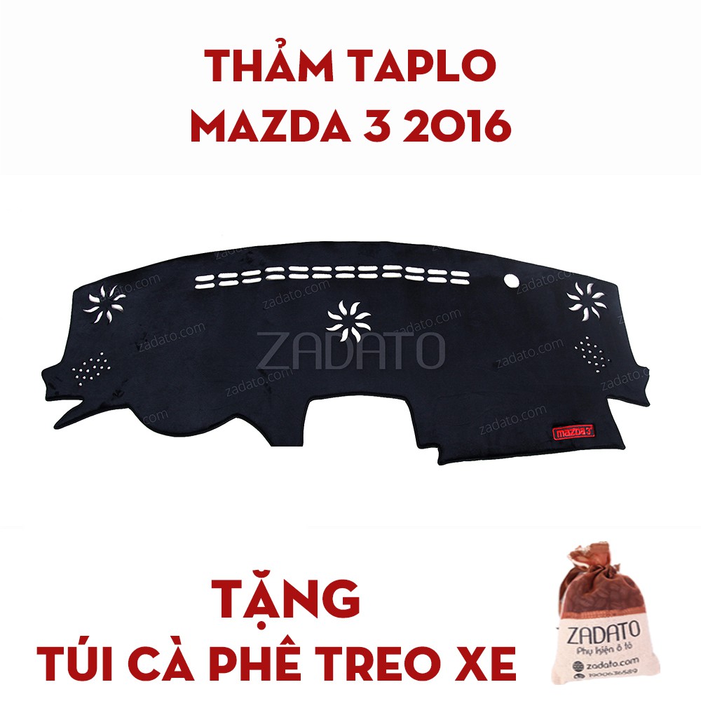 Thảm Taplo Mazda 3 - Thảm Chống Nóng Taplo Lông Cừu - TẶNG: Túi Cafe Treo Xe