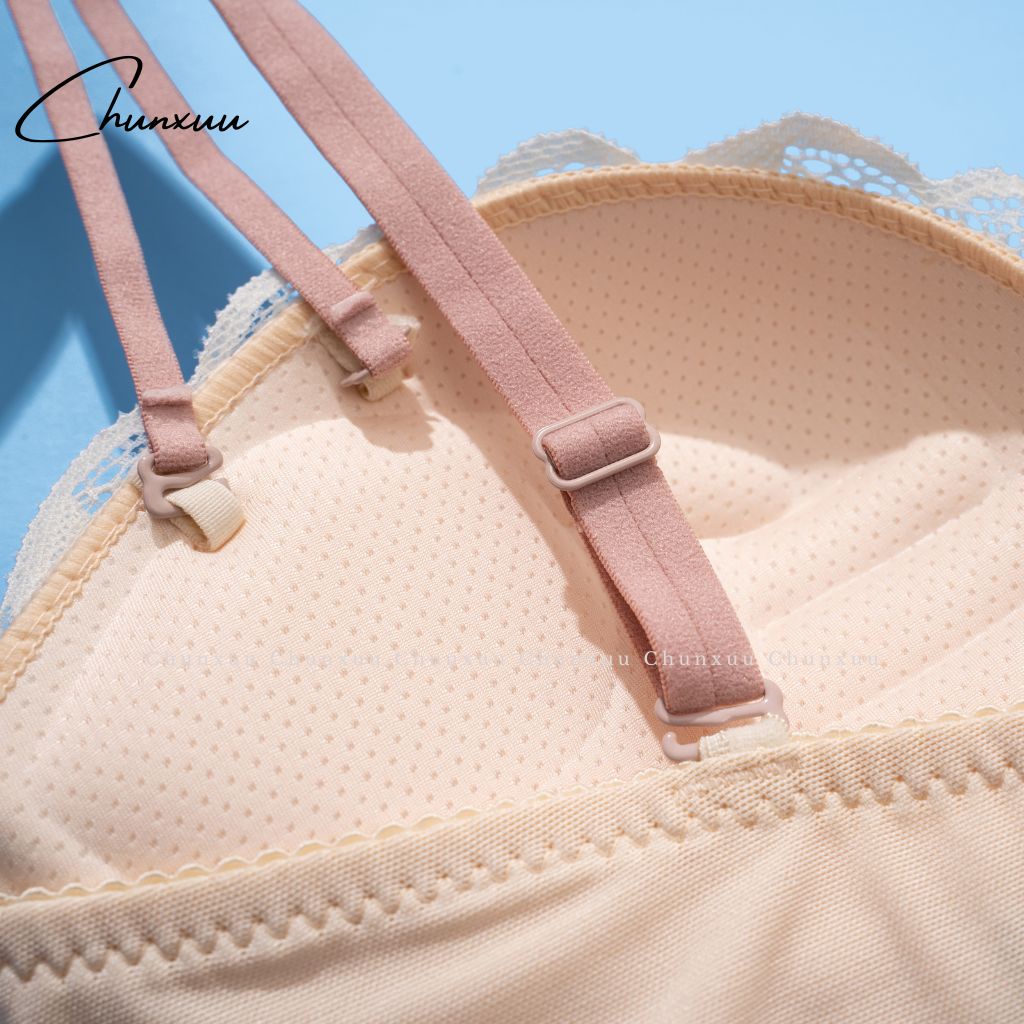 Áo ngực nữ phối ren mềm mại CHUNXUU, có lỗ thông hơi, đệm kép hình bàn tay nâng đẩy ngực- AV13