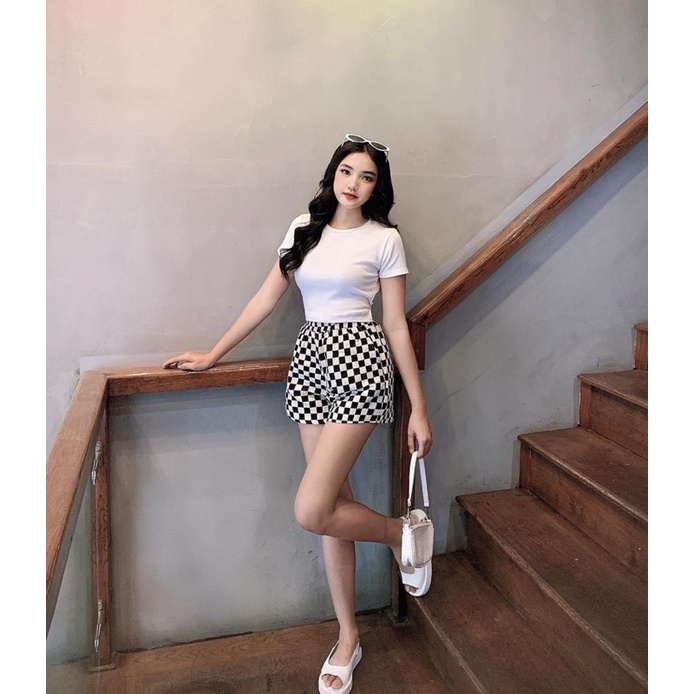 Áo thun croptop basic dây cột dây lưng chất borip thái xịn đẹp ạ