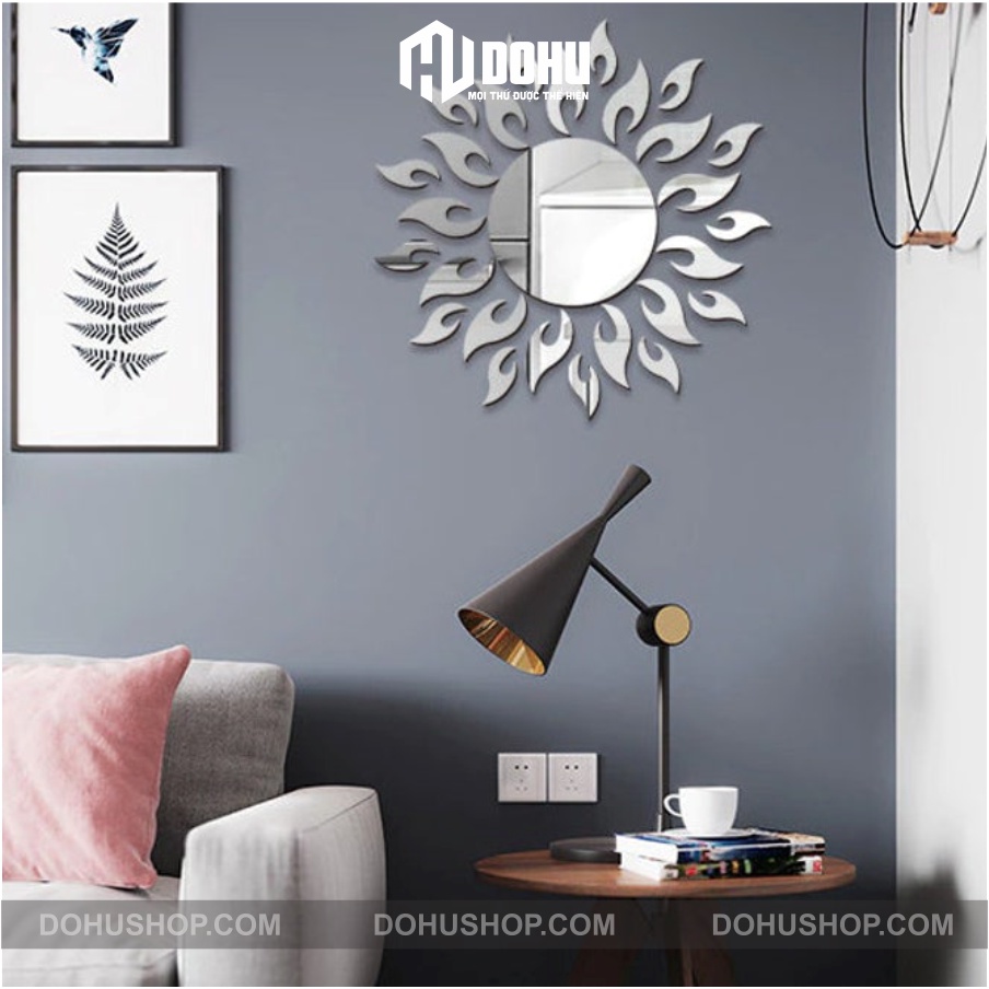 Gương dán tường hình mặt trời - decor nhà sang trọng độc đáo