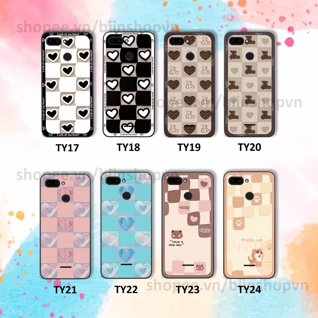 Ốp Xiaomi Redmi 6 caro trái tim nhiều màu sắc, đầy cá tính, khẳng định phong cách