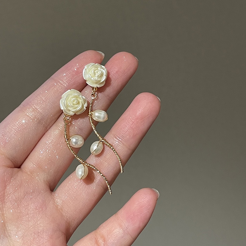 Bông Tai Mạ Bạc 925 Đính Ngọc Trai Nhân Tạo Phong Cách Retro Hàn Quốc 2022