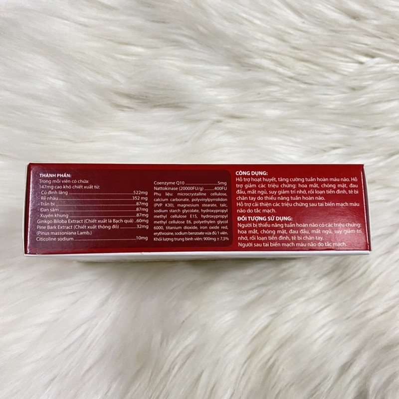 VIÊN HOẠT HUYẾT TIỀN ĐÌNH ATP hộp 30 viên - Hoạt huyết, tăng cường tuần hoàn máu não, giảm hoa mắt chóng mặt, đau đầu