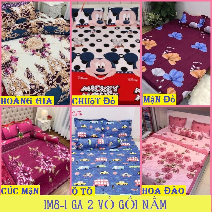 [1m6x2m]Xả kho thu hồi vốn 1 drap 2 vỏ gối nằm mẫu kẻ xanh hồng