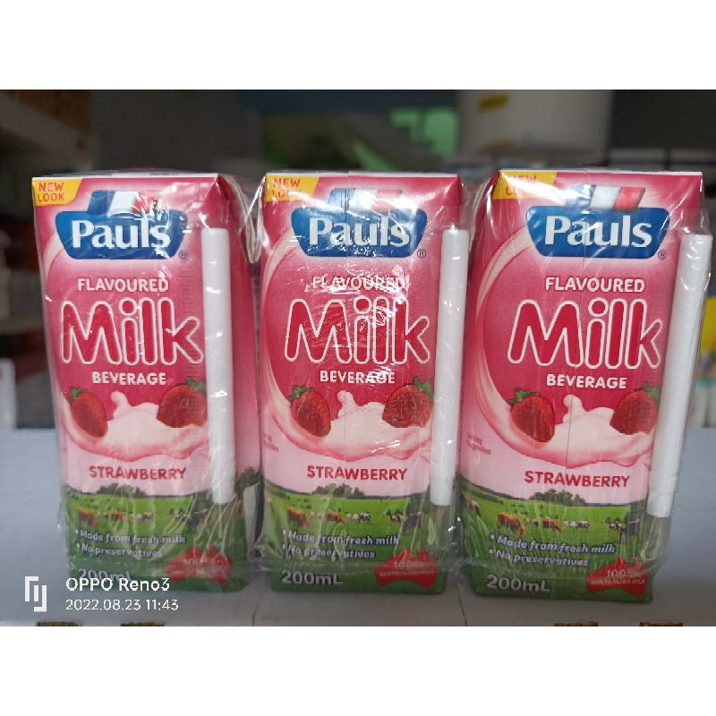 Sữa tươi Pauls vị dâu nhập từ Úc hộp 200ml, thùng 24 hộp