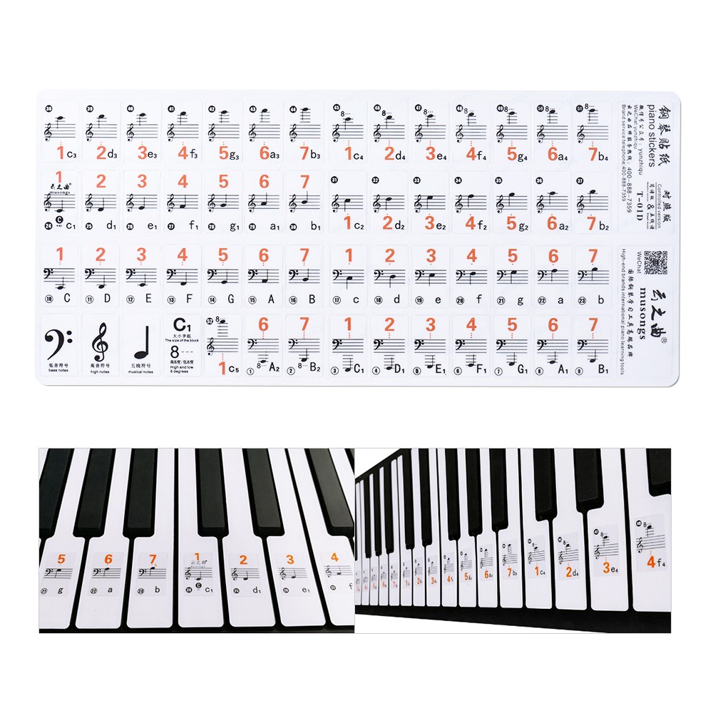 Bộ hình dán nốt nhạc đàn piano tiện dụng cho người mới bắt đầu Đàn Piano Miếng Dán Quy Mô Miếng Dán 88 Phím Âm Thanh Miếng Dán 61 Phím 49 Phím 37 Phím Đa Năng
