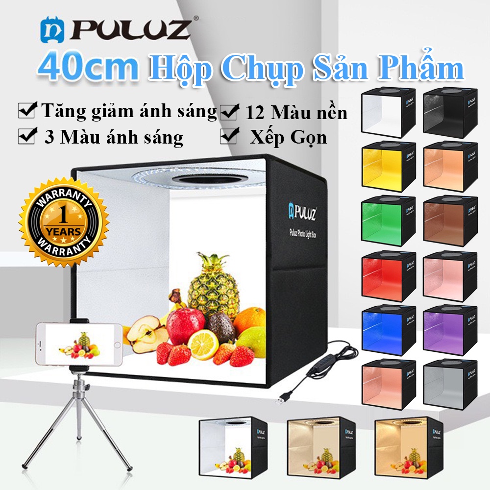 Hộp chụp sản phẩm Puluz Có sẵn Đèn Led xếp gọn tiện lợi 20cm 25cm 30cm 40cm 60cm 80cm 200cm Puluz Việt Nam