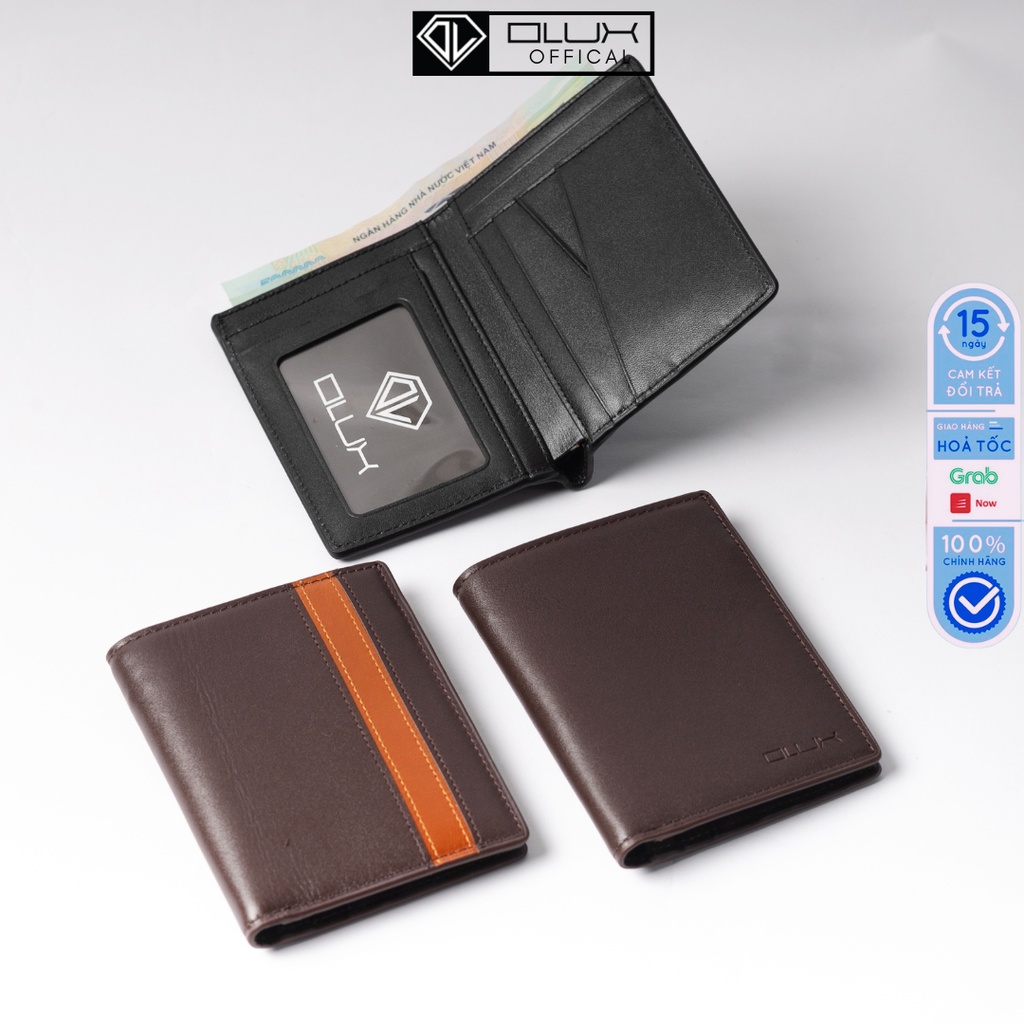 Ví nam mini, bóp nam đứng da bò thật nhập khẩu Safira - thời trang Olux - fullbox