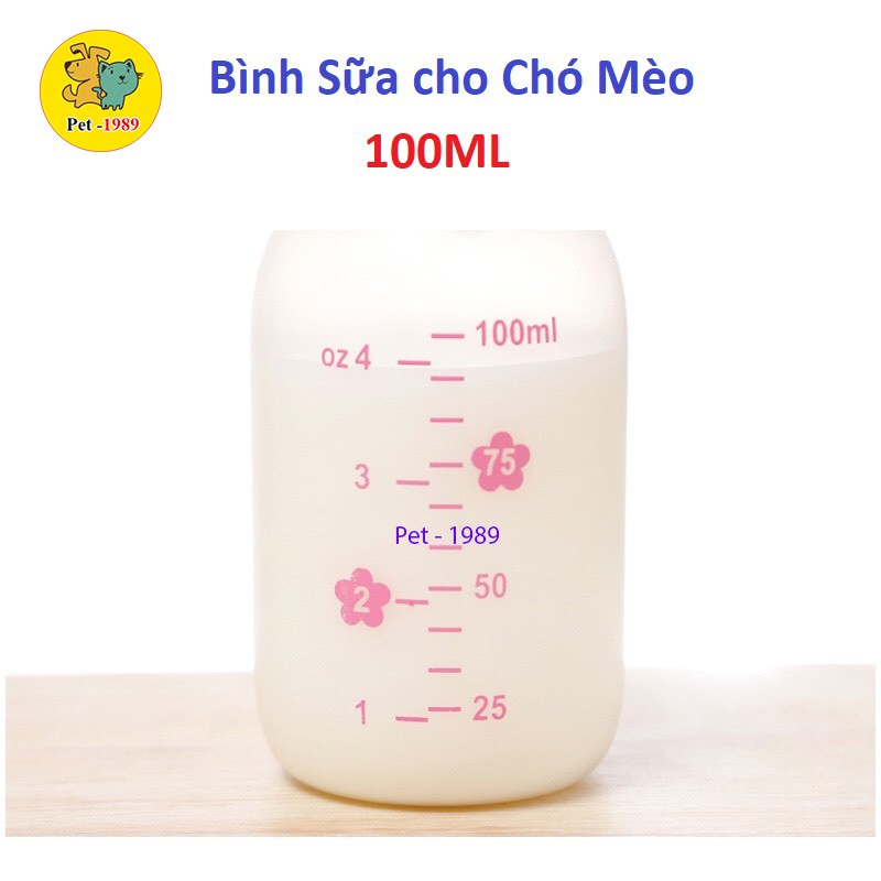 Bình Ti Bình Sữa Chó Mèo Sơ Sinh Dấu Chân silicon 100ml Pet-1989