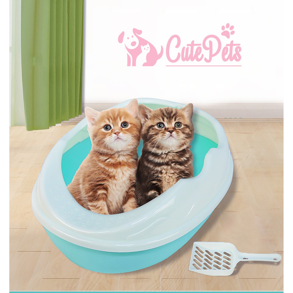 [Tặng Xẻng] Khay đựng cát vệ sinh cho mèo hình trứng nhỏ 38x28x14cm CutePets Phụ kiện thú cưng Pet shop Hà Nội