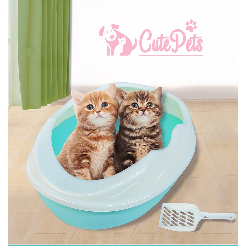 [Tặng Xẻng] Khay đựng cát vệ sinh cho mèo hình trứng nhỏ 40x28x13cm CutePets Phụ kiện thú cưng Pet shop Hà Nội