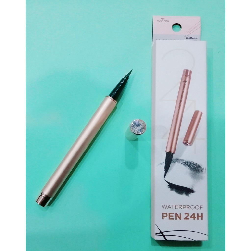 Kẻ mắt nước Vacosi 24h Waterproof Pen Rose Gold + Tặng Chì Kẻ Mắt Dạng Gel Vacosi (Silver)