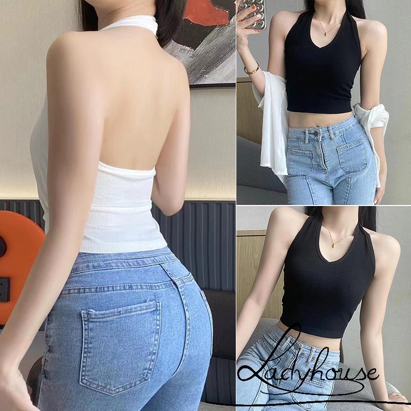 Áo Hai Dây Hở Lưng Màu Trơn Dáng Ôm Gợi Cảm Cho Nữ