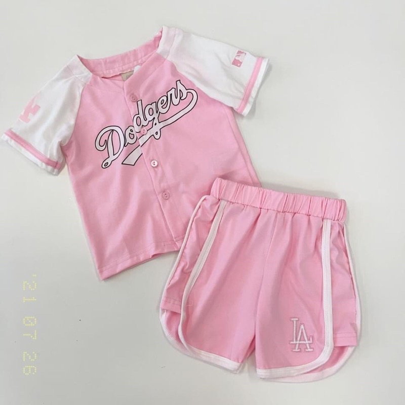 Set mlb hồng bé gái