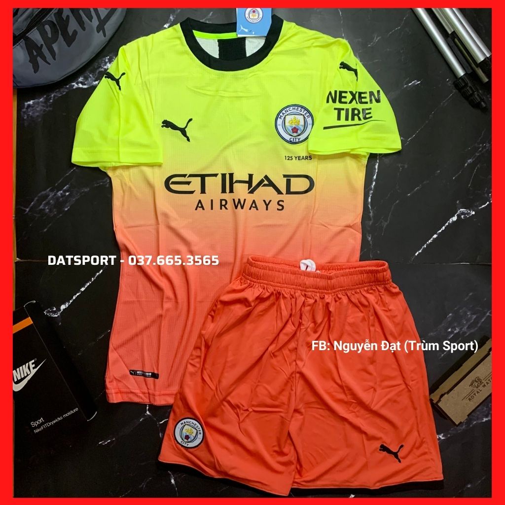 Áo Đấu Man City 2019/20 ⚡FREESHIP⚡ Bộ Quần Áo Bóng Đá Manchester City Sân Khách Cam Pha Cốm 2019. Hàng Gai Thái Siêu Mát