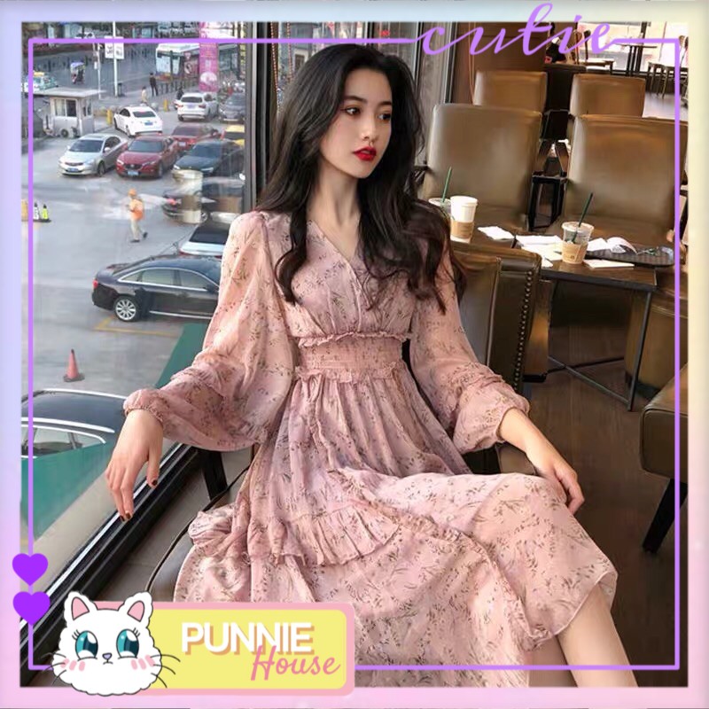 Đầm Maxi đi biển hoa văn bo eo
