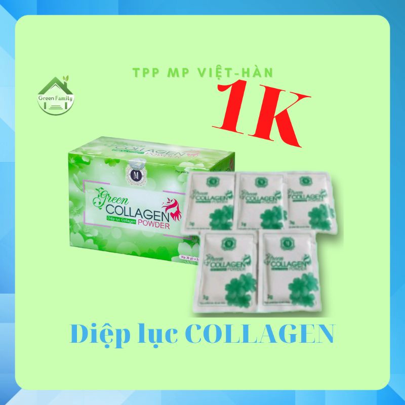 Diệp Lục Collagen lẻ1gói Chính Hãng Giúp Da Căng Bóng,Trắng Mịn, Giảm Mụn Nám Tàn Nhang,Phù Hợp Nhiều Đối Tượng