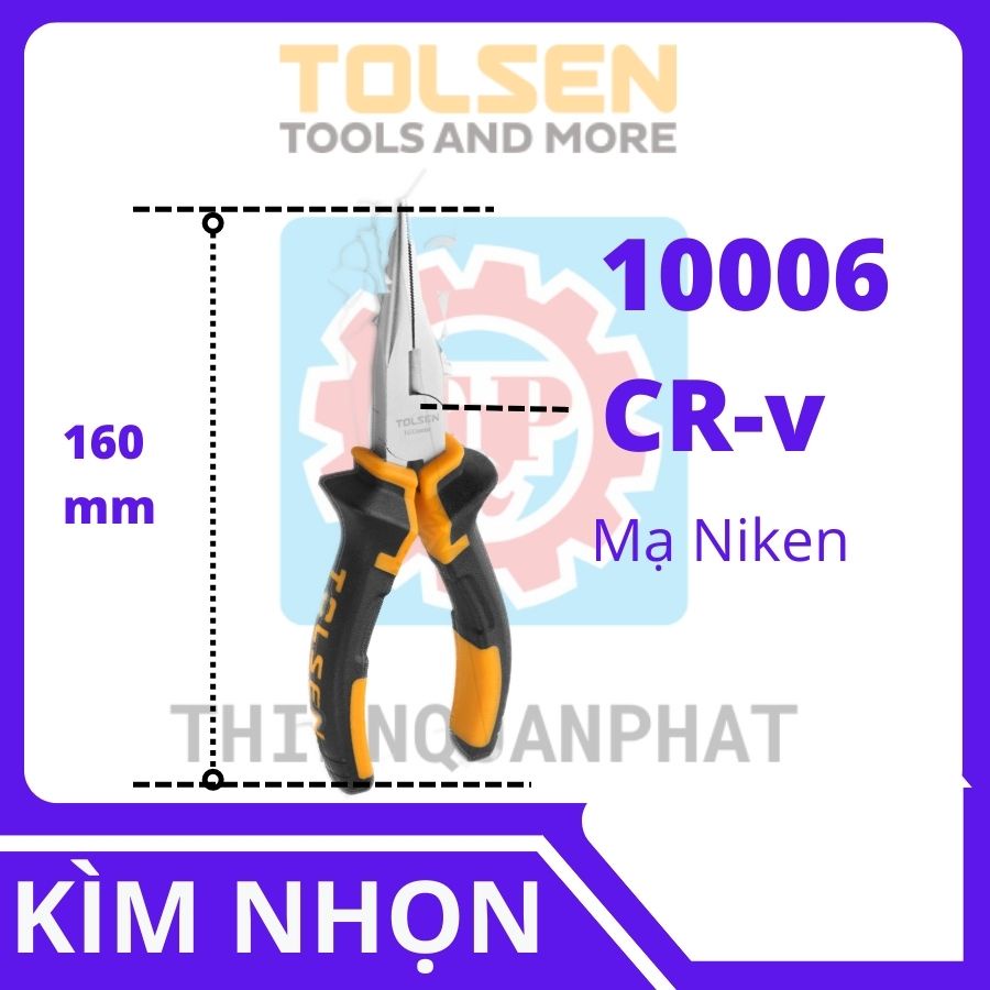 Kìm mũi nhọn Tolsen 10006, 10007 làm từ chất liệu hợp kim thép, độ bền cao, chống gỉ tốt