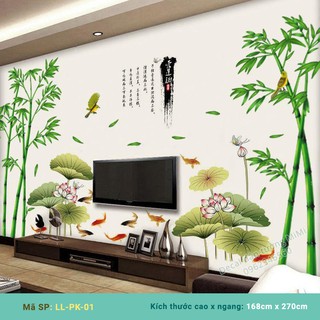 Decal dán tường Trúc sen