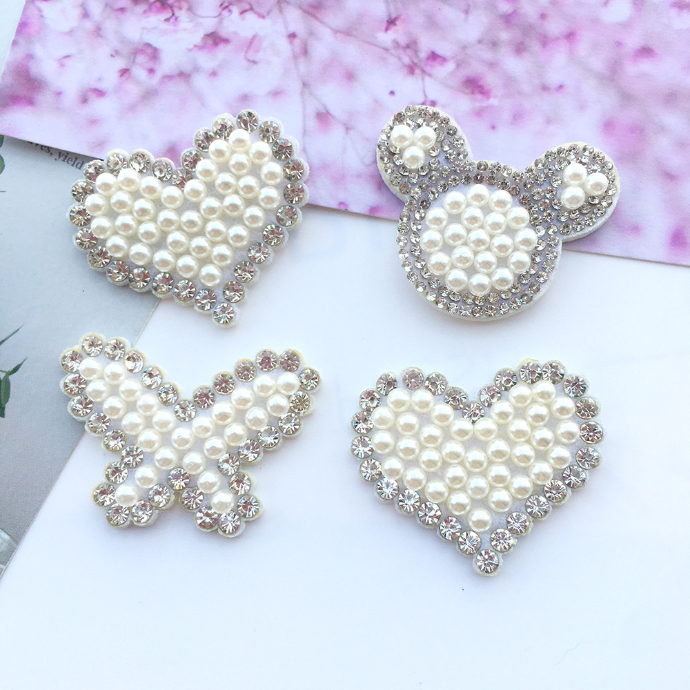 Miếng dán quần áo hình chuột Mickey đính ngọc trai