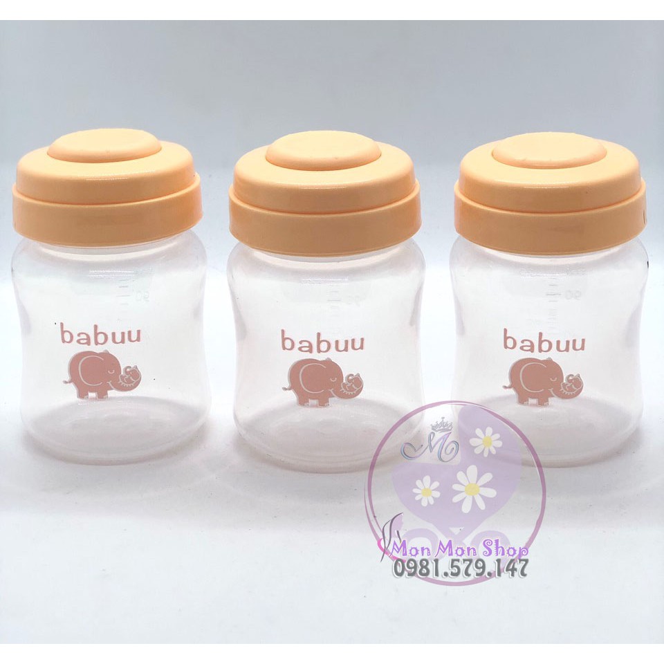 Bộ trữ sữa 3 bình cổ rộng Babuu Baby Nhật Bản 150ml (có tách lẻ)