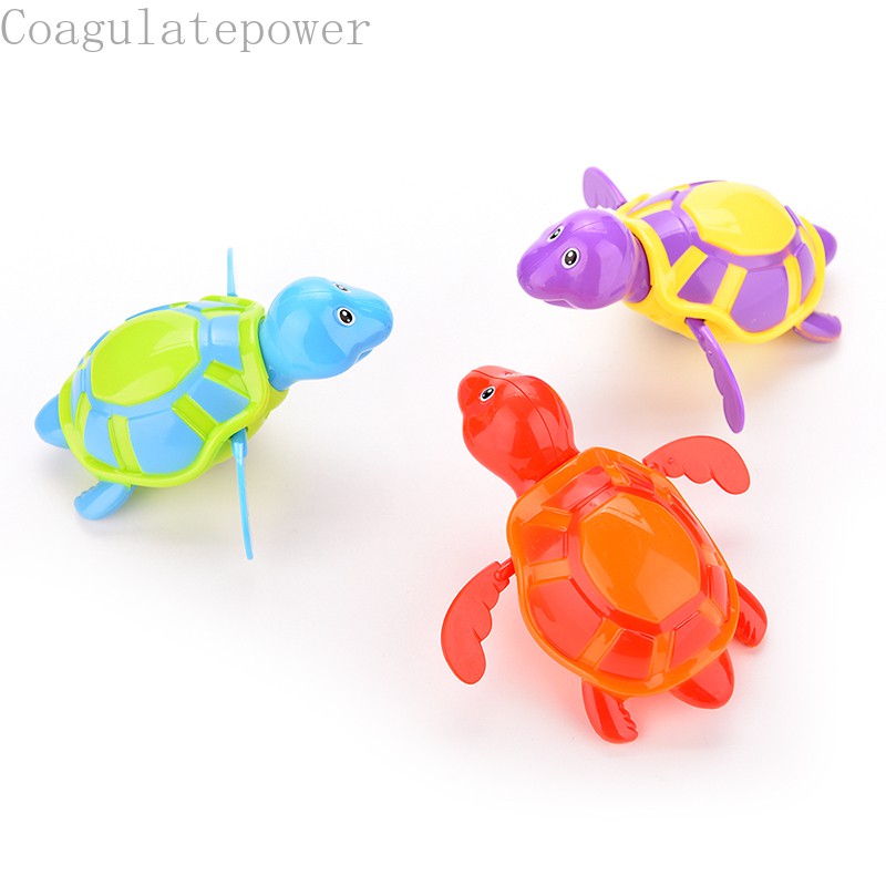 Coagulatepower 1 X Cute Bathing Toy Clockwork Wind Up Plastic Swimming Turtle For Baby Kids