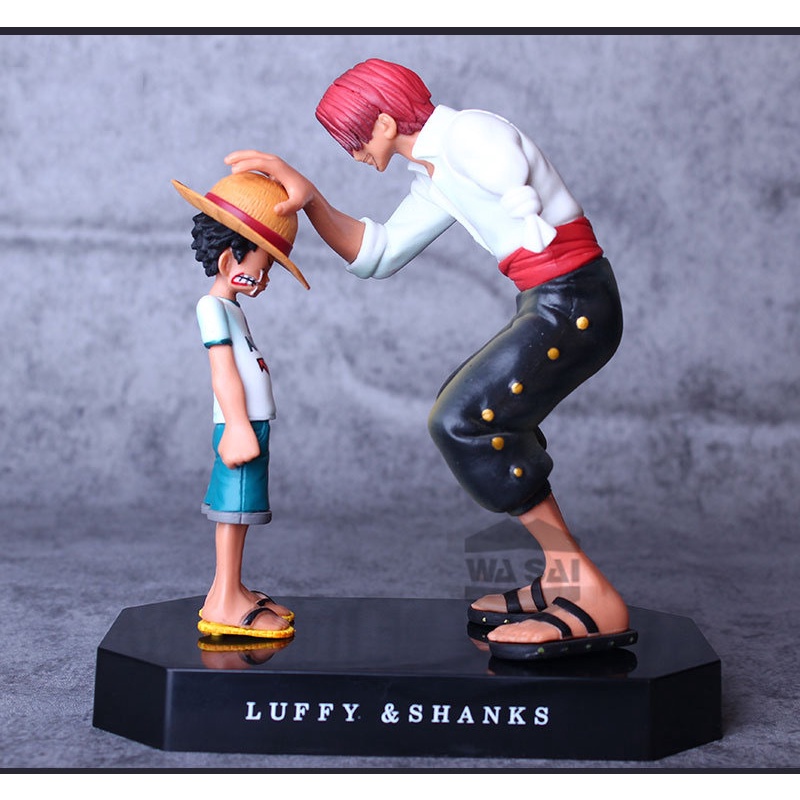 Mô hình One Piece Luffy và Shanks tóc đỏ cao 18cm khởi đầu của hành trình làm hải tặc của luffy