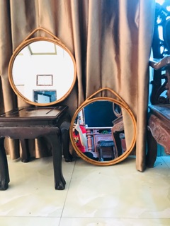 Gương mây tròn quai xách