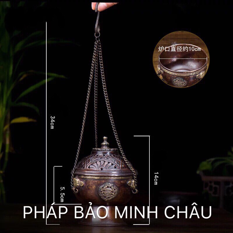 Lư xông dây xích | Lư xông du mục thủ công Nepal 3 cỡ
