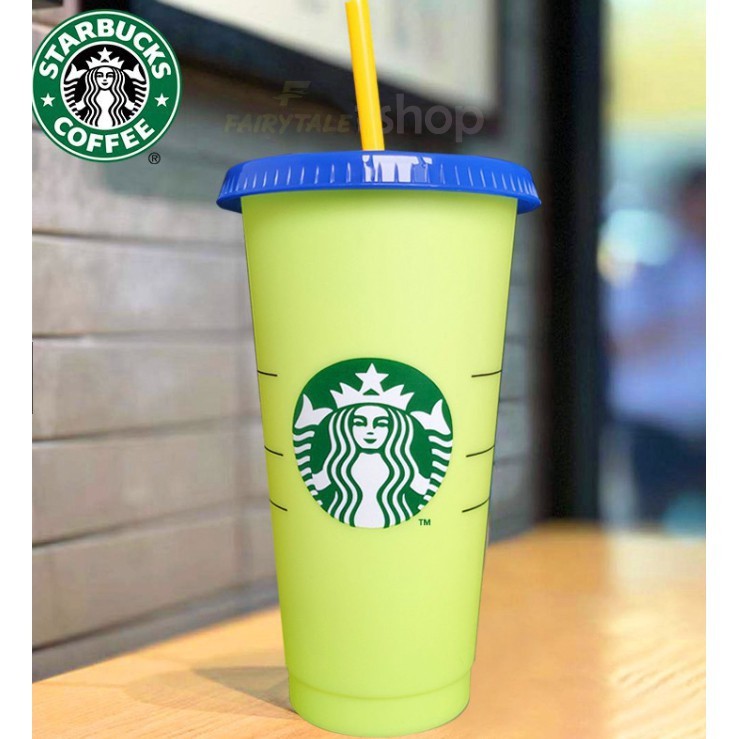 Cốc uống nước Starbucks đổi màu có thể tái sử dụng uống nước lạnh