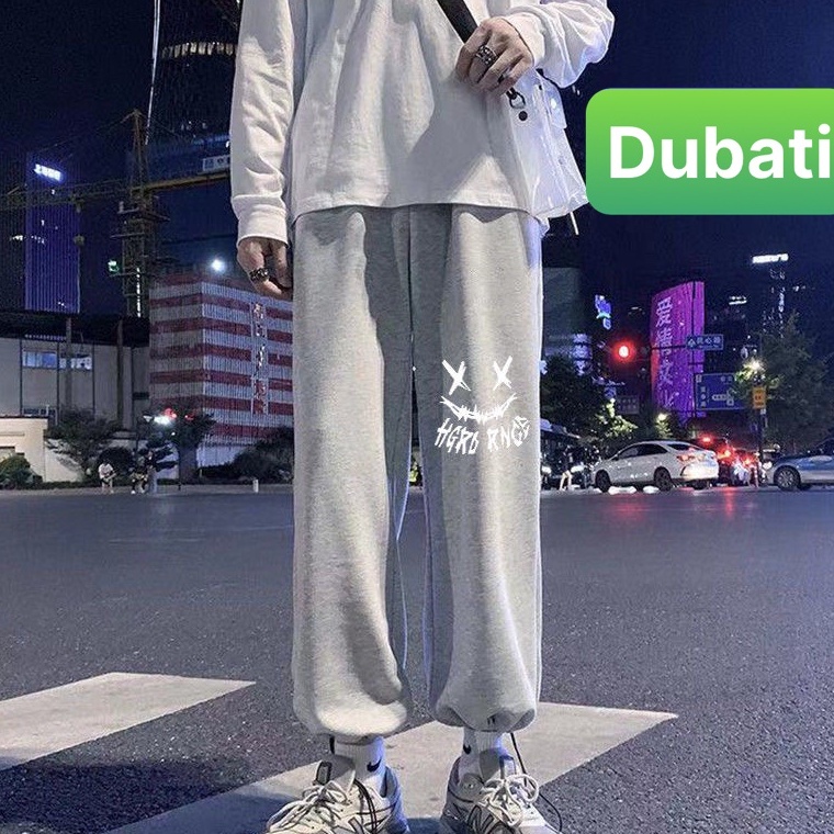 QUẦN JOGGER NAM NỮ UNISEX CHẤT NỈ DÀY DA CÁ ỐNG SUÔNG RỘNG IN HÌNH MẶT CƯỜI SÀNH ĐIỆU -DUBATI FASHION