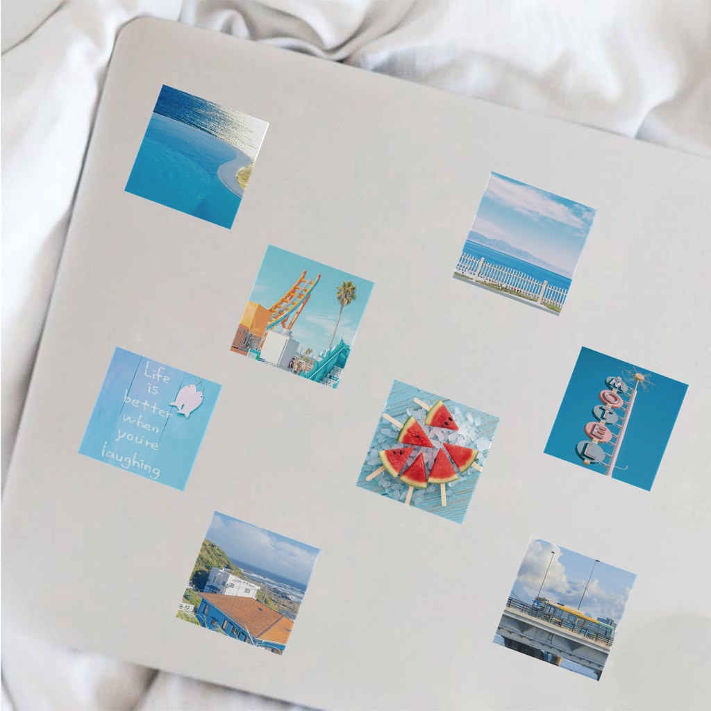 Set 62 Miếng Dán Trang Trí Hình Phong Cảnh Bầu Trời Xanh Diy