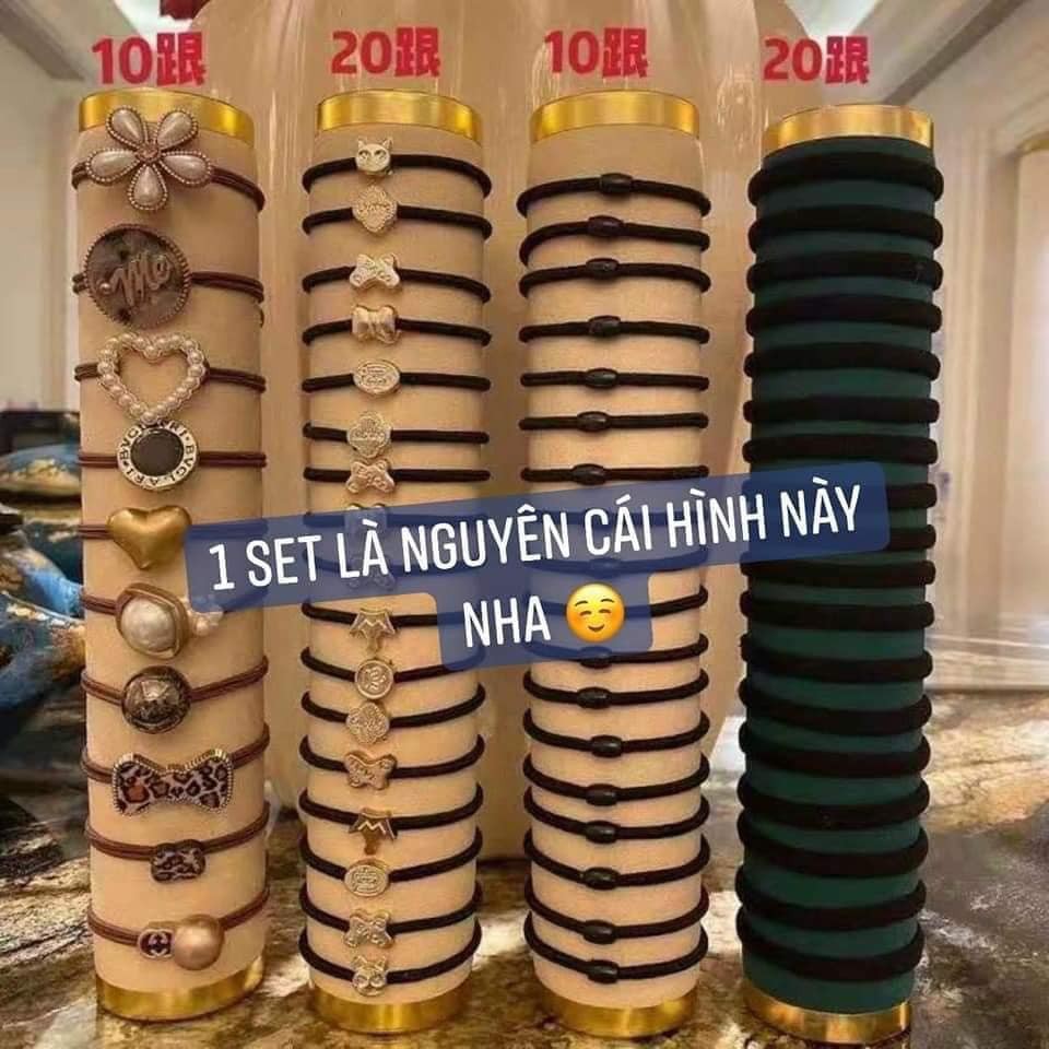 Set 60 dây buộc tóc, chun buộc tóc Hàn Quốc nhiều mẫu siêu xinh