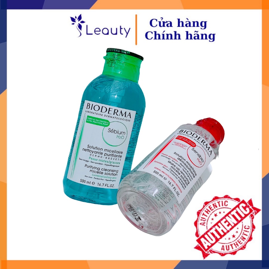 Nước Tẩy Trang BIODERMA H2O Xanh, Hồng 500ML Chính Hãng