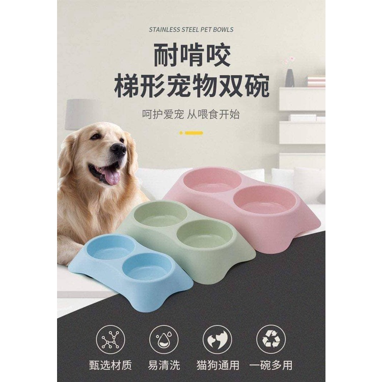 Bát ăn đôi kèm Bình Nước Tự Động khay ăn chén ăn cho chó mèo