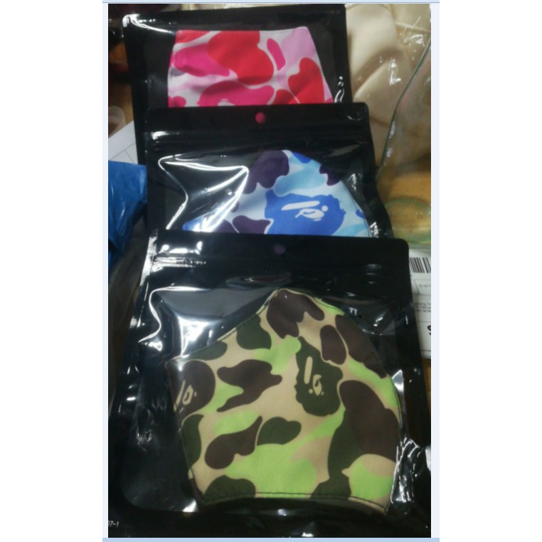 Khẩu Trang Bape Rằn Ri Hình Cá Mập Phong Cách Thường Ngày Cho Nam Và Nữ
