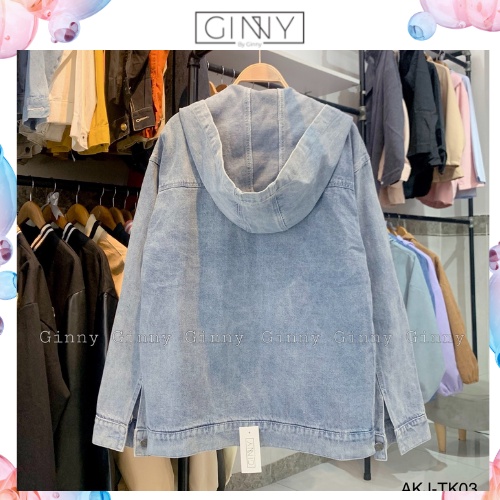 Áo khoác Jean phối nón GINNY AKJ-TK03  | Thời Trang Nữ | Chất Jean Xịn | GINNY.VN