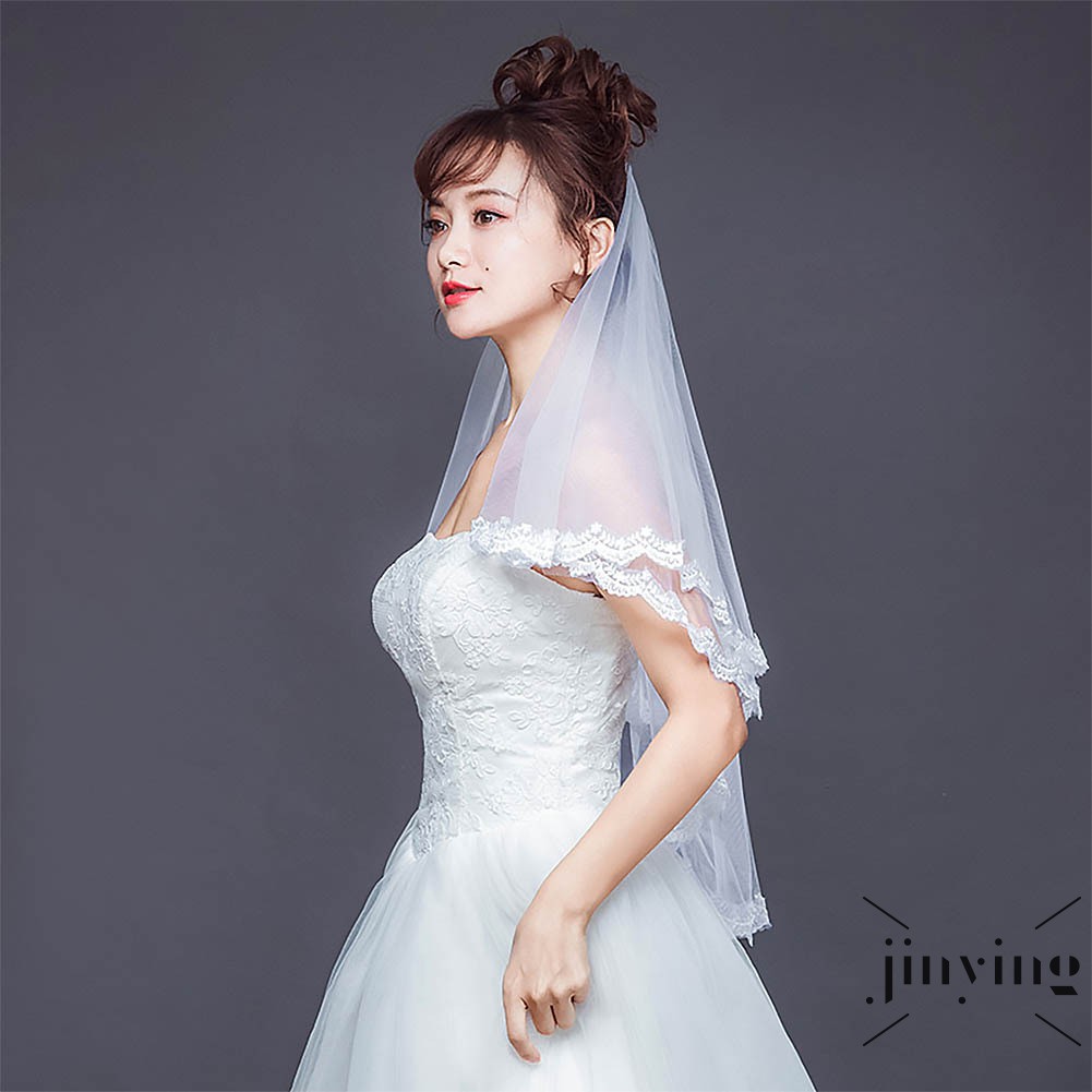 GETNOIVAS Mạng che mặt cô dâu vải lưới phối ren sang trọng