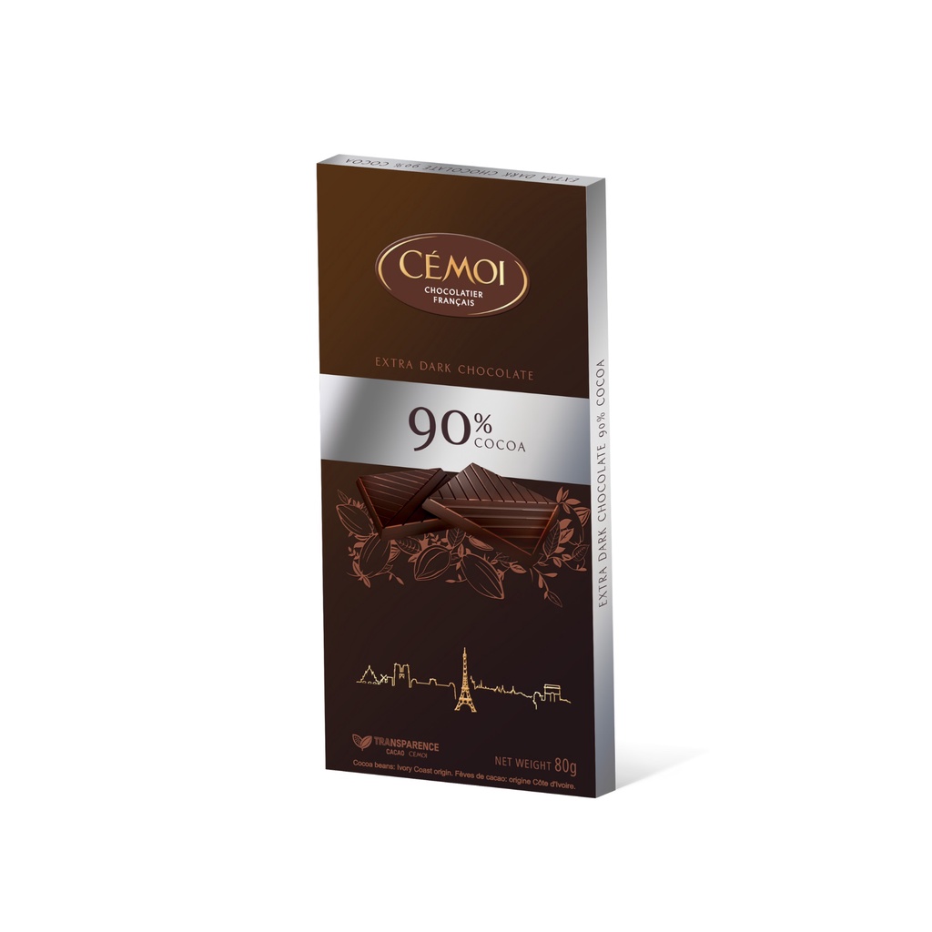 Socola đen dạng thanh Cémoi Dark Chocolate (47-90% cacao)