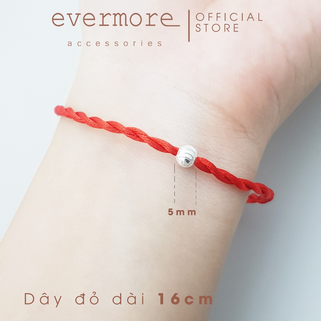 Vòng tay bạc EVERMORE, lắc tay chỉ đỏ bi bạc thanh lịch, minimalism - L025