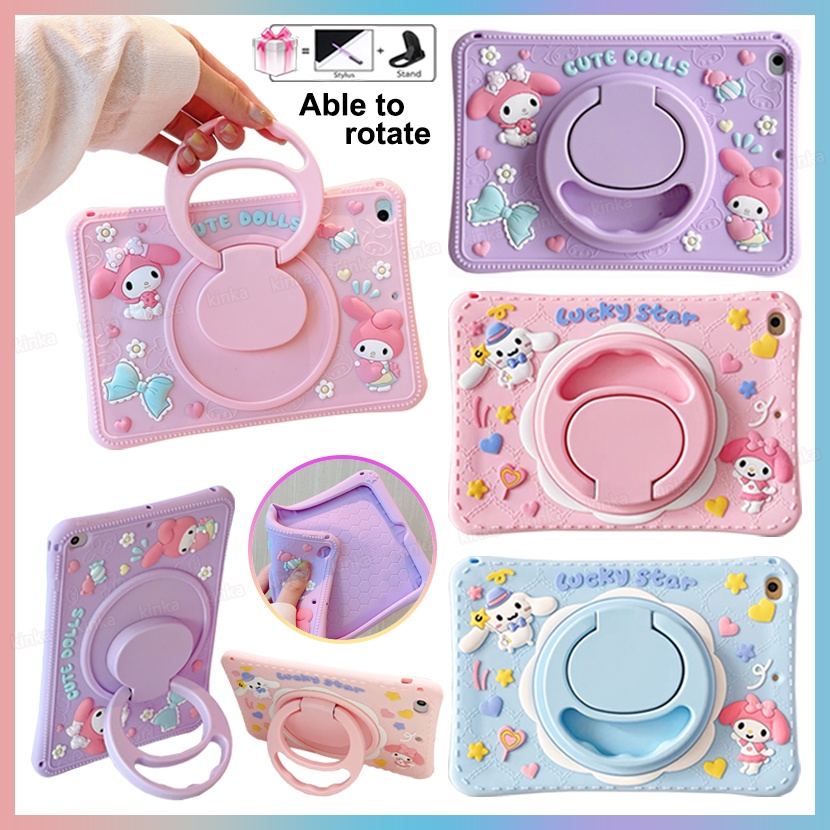 Chân đế xoay 360 độ Trẻ em An toàn Dễ thương Phim hoạt hình Melody Thỏ Quế Con chó Chống va đập Vỏ máy tính bảng Vỏ bảo vệ cho ipad mini air pro mới 1 2 3 4 5 6 7 8 9 9,7 10,2 10,5 10,9 11 2017 2018 2019 2020 2021 2022